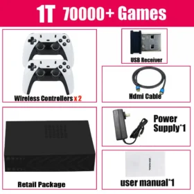 Retro Video Game Console R3 PRO Batocera System 500GB 3865U 70000+Games For Wii PS2 PSP Saturn GameCube N64 Wireless handle