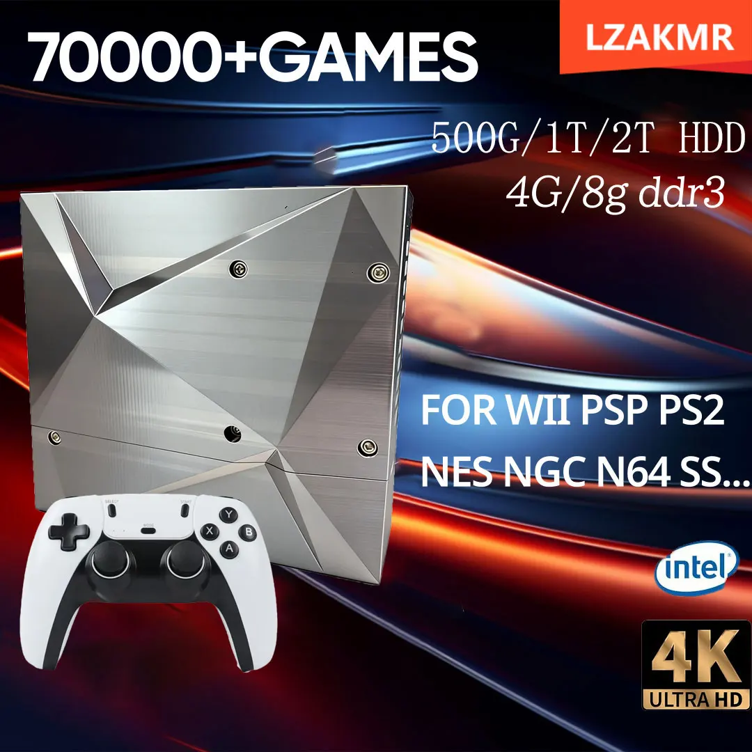 P88 Retro Game Console 2TB HDD 70000+ Games Dual System Win11 & Batocera Plug and Play for Wii PS2 DC PSP NGC TV Gaming Gift