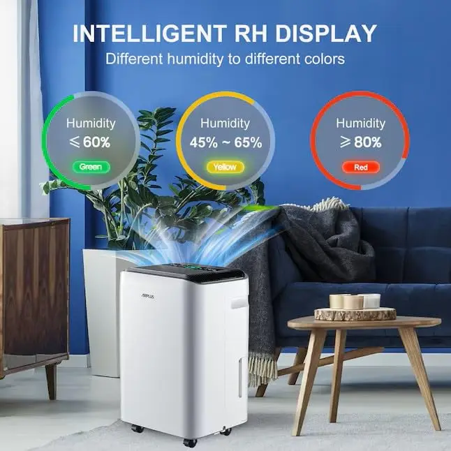 AIRPLUS 50 Pints Dehumidifier for Basement & Home, 5500 Sq. Ft Large Room Dehumidifier with Continuous Drainage Hose & Intelligent Humidistat for Bathroom, Bedroom