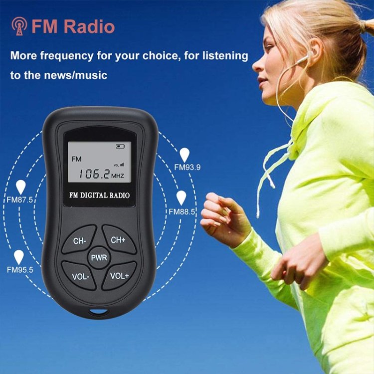 HRD-107 DSP Digital Display Portable Stereo FM Radio with Headset