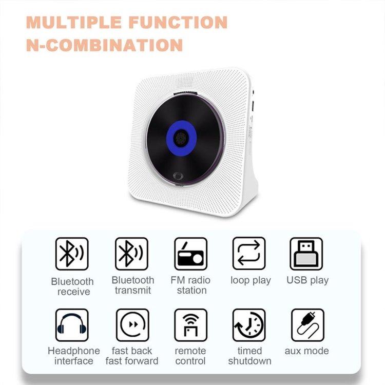 Kecag KC-806 Retro Bluetooth Music Disc Album CD Player, Plug-in Version, Rechargeable Version