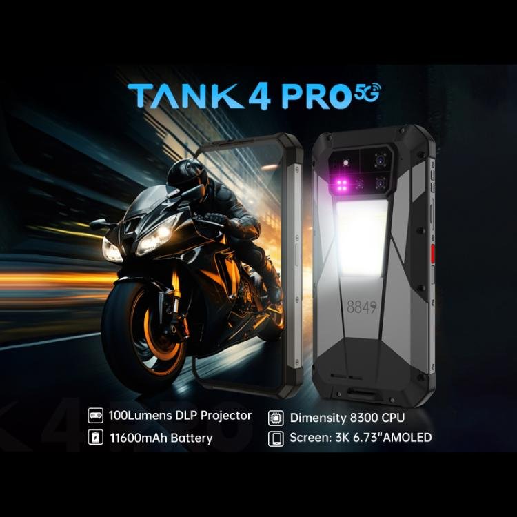Unihertz Tank 4 Pro Projector Rugged Phone, 18GB+1TB, Night Vision, 6.73 inch Android 13 Dimensit...