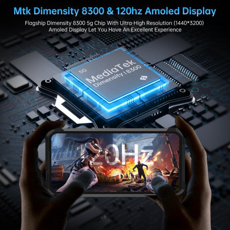 Unihertz Tank 4 Pro Projector Rugged Phone, 16GB+512GB, Night Vision, 6.73 inch Android 13 Dimens...
