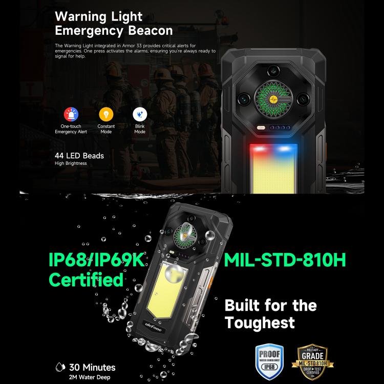 Ulefone Armor 33 Rugged Phone, 12GB+512GB, 6.95 inch Android 15 MediaTek Helio G100 Octa Core, Ne...