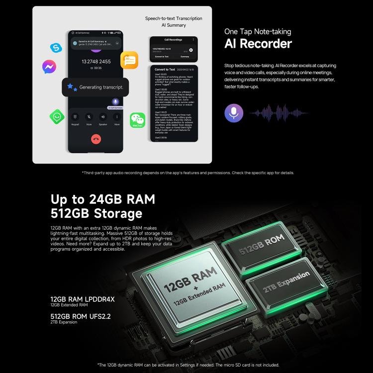 Ulefone Armor 33 Rugged Phone, 12GB+512GB, 6.95 inch Android 15 MediaTek Helio G100 Octa Core, Ne...