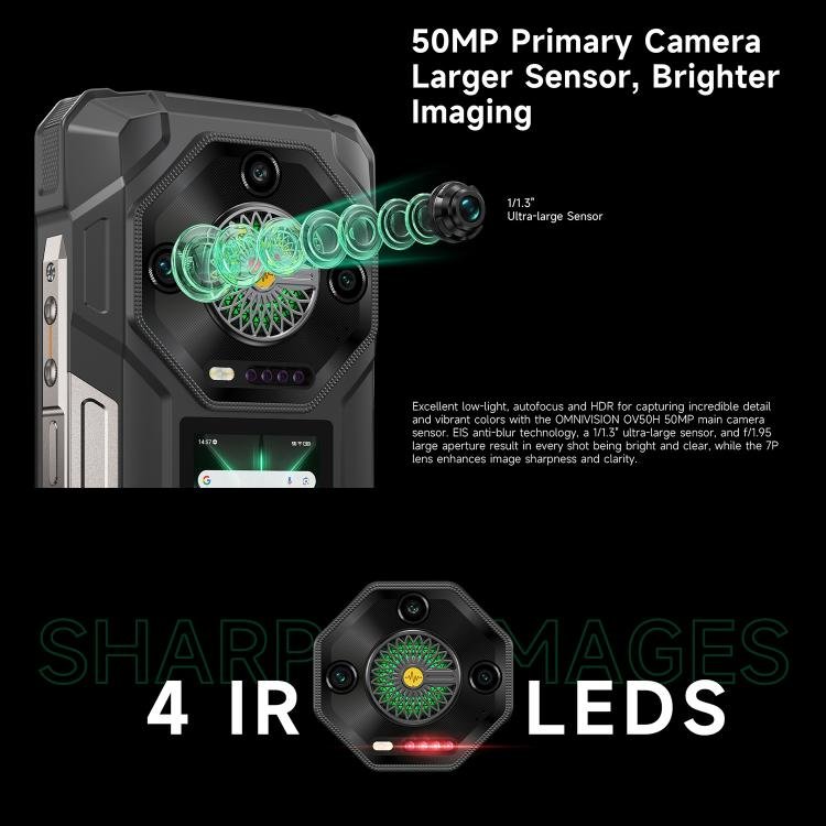 Ulefone Armor 33 Pro Rugged Phone, 16GB+512GB, Night Vision, 6.95 inch + 3.4 inch Dual Screen And...