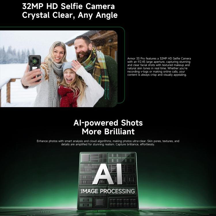 Ulefone Armor 33 Pro Rugged Phone, 16GB+512GB, Night Vision, 6.95 inch + 3.4 inch Dual Screen And...