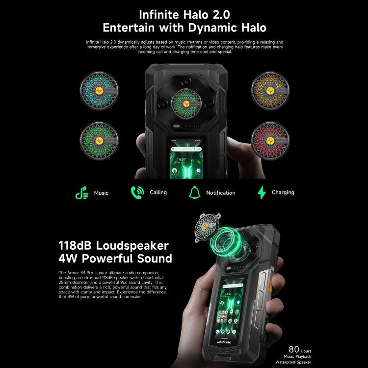 Ulefone Armor 33 Pro Rugged Phone, 16GB+512GB, Night Vision, 6.95 inch + 3.4 inch Dual Screen And...