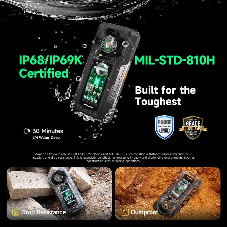Ulefone Armor 33 Pro Rugged Phone, 16GB+512GB, Night Vision, 6.95 inch + 3.4 inch Dual Screen And...