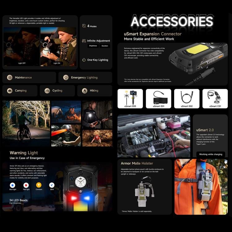 Ulefone Armor 29 Ultra Rugged Phone, 16GB+1TB, Night Vision, 6.67 inch + 1.04 inch Android 15 Med...