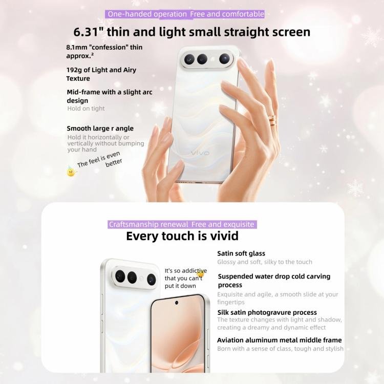 vivo S50 Pro mini, 16GB+512GB, 3D Fingerprint, 6.31 inch Android 16 OriginOS 6 Snapdragon 8 Gen 5...