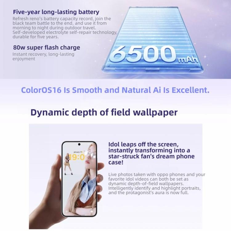 OPPO Reno15c, 12GB+256GB, Screen Fingerprint, 6.59 inch ColorOS 16.0 Qualcomm Snapdragon 7 Gen 4 ...