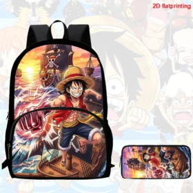 2Pcs Set backpack, cartoon One Piece styles,With front pocket Backpack With Pencil Bags Lightweight ,Age6-10