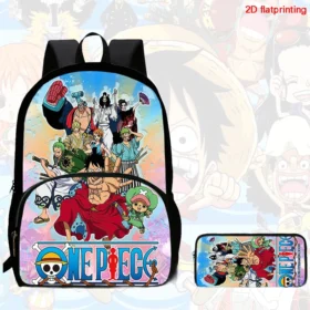 2Pcs Set backpack, cartoon One Piece styles,With front pocket Backpack With Pencil Bags Lightweight ,Age6-10