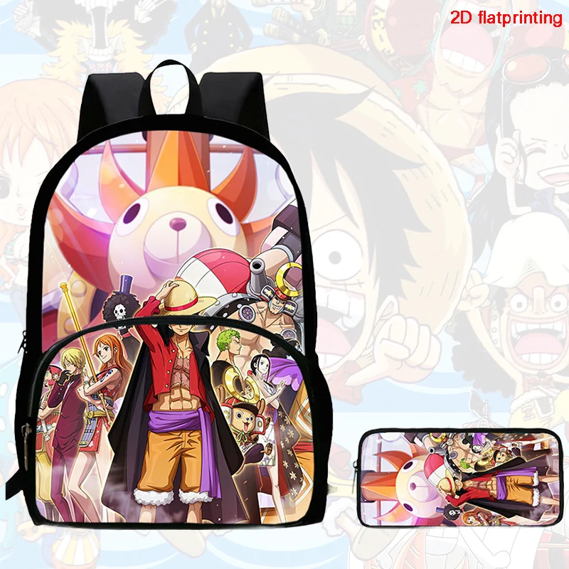 2Pcs Set backpack, cartoon One Piece styles,With front pocket Backpack With Pencil Bags Lightweight ,Age6-10