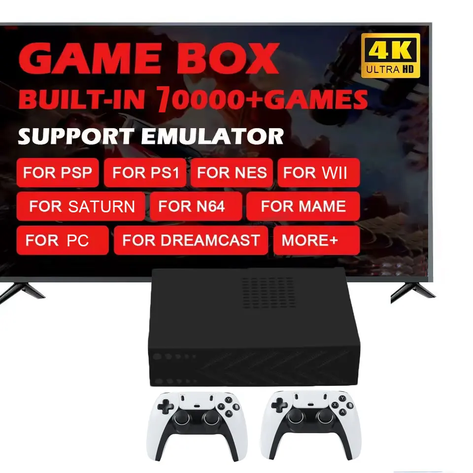 60+Emulators Retro Video Game Console R3 PRO Dual System 500GB 3865U 70000+Games For Wii PS2 PSP Saturn GameCube N64 Wireless handle