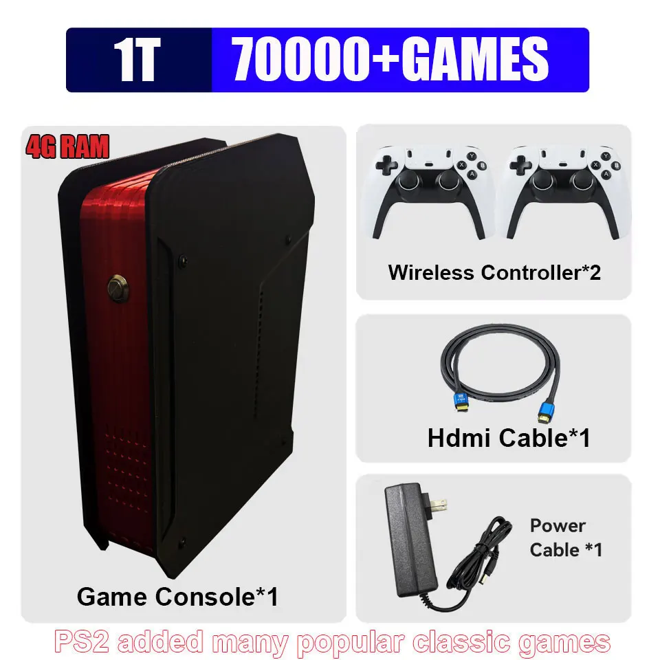 X4 Retro Video Game Console With 1T Dual-system and I3-3110M CPU For PS2/PSP/WII/N64/DC/SS Children Gaming Gifts For Men Gift