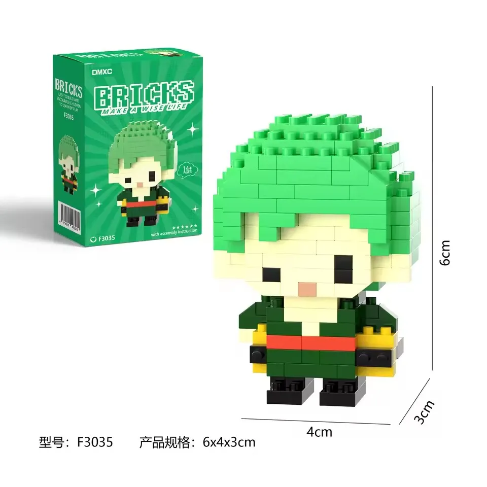 A box of Pikachu building block set: Anime figurines of Luffy and Zoro, Nami and Chopper toys, children's toys, birthday gifts