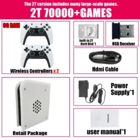 Wireless handle 8G RAM Retro Game Console 2T ROM M15 Batocera I3-3110M  70000+Games For Wii PS2 PSP NGC N64 Windows11 Play On TV