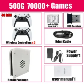 Wireless handle 8G RAM Retro Game Console 2T ROM M15 Batocera I3-3110M  70000+Games For Wii PS2 PSP NGC N64 Windows11 Play On TV