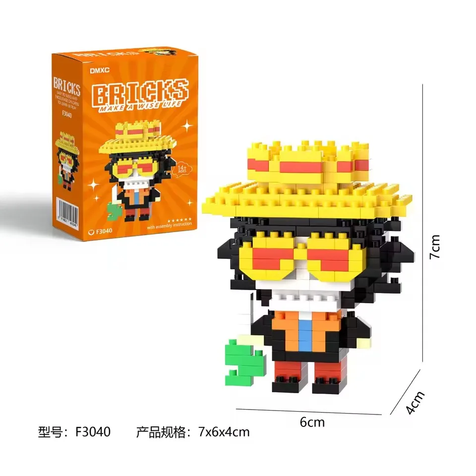 A box of Pikachu building block set: Anime figurines of Luffy and Zoro, Nami and Chopper toys, children's toys, birthday gifts