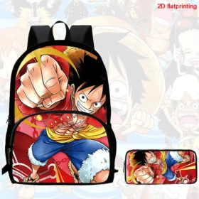 2Pcs Set backpack, cartoon One Piece styles,With front pocket Backpack With Pencil Bags Lightweight ,Age6-10