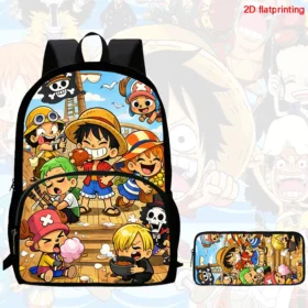 2Pcs Set backpack, cartoon One Piece styles,With front pocket Backpack With Pencil Bags Lightweight ,Age6-10