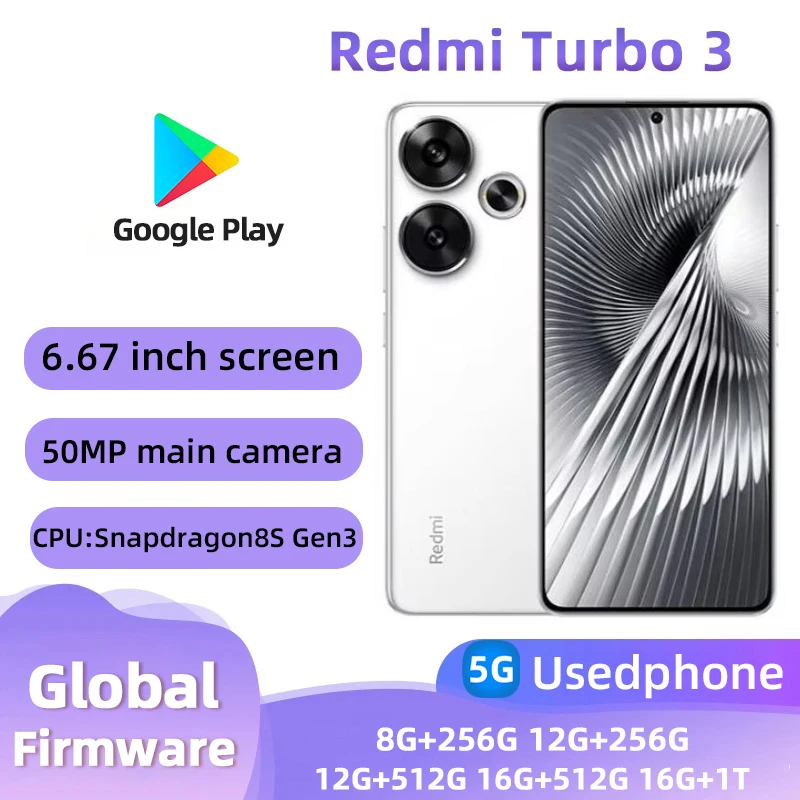 Redmi Turbo 3 5g Smartphone Screen 6.67-Inches 50MP Camera 90W 5000mAh Battery Original Used Phone Redmi Turbo 3 5g Smartphone Screen 6.67-Inches 50MP Camera 90W 5000mAh Battery Original Used Phone