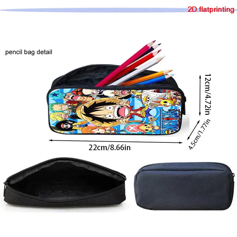 2Pcs Set backpack, cartoon One Piece styles,With front pocket Backpack With Pencil Bags Lightweight ,Age6-10