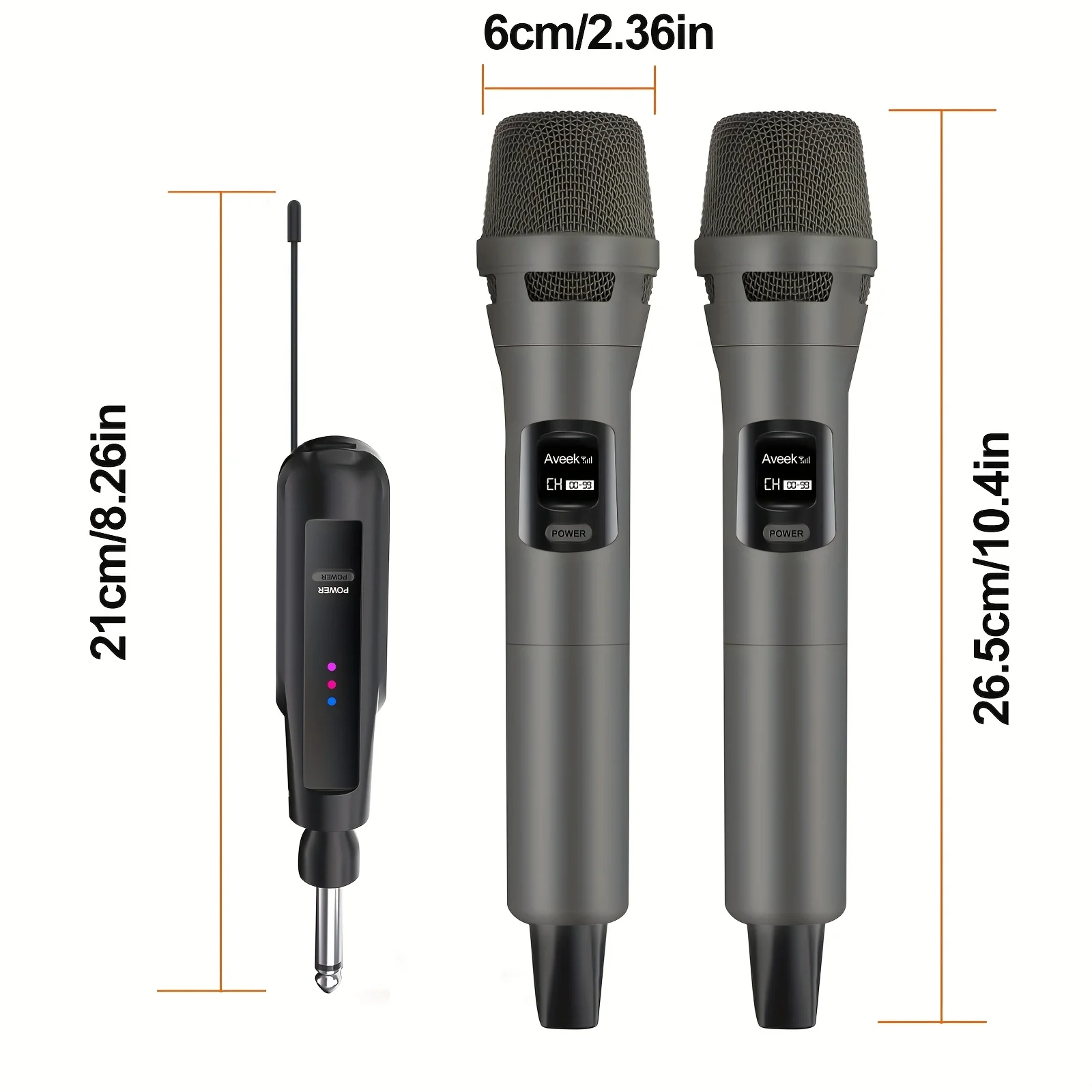 2.4GHz Wireless Microphone System with 100ft Range - 2 Rechargeable Mics for Karaoke, Party, Wedding | Plug & Play, Crystal Clea