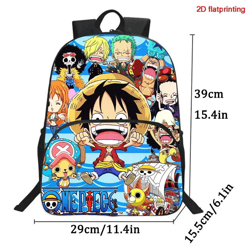 2Pcs Set backpack, cartoon One Piece styles,With front pocket Backpack With Pencil Bags Lightweight ,Age6-10