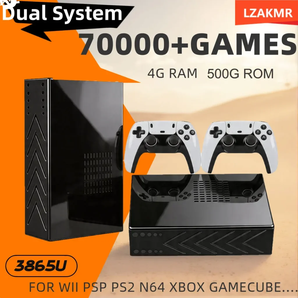 60+Emulators Retro Video Game Console R3 PRO Dual System 500GB 3865U 70000+Games For Wii PS2 PSP Saturn GameCube N64 Wireless handle