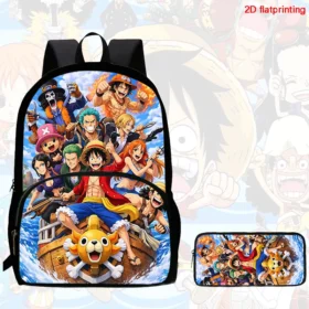 2Pcs Set backpack, cartoon One Piece styles,With front pocket Backpack With Pencil Bags Lightweight ,Age6-10