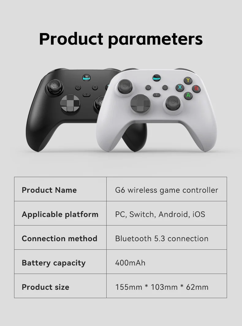 G6 wireless  mobile game controller with Hall trigger and Hall joystick supporting switch/pc/android/IOS