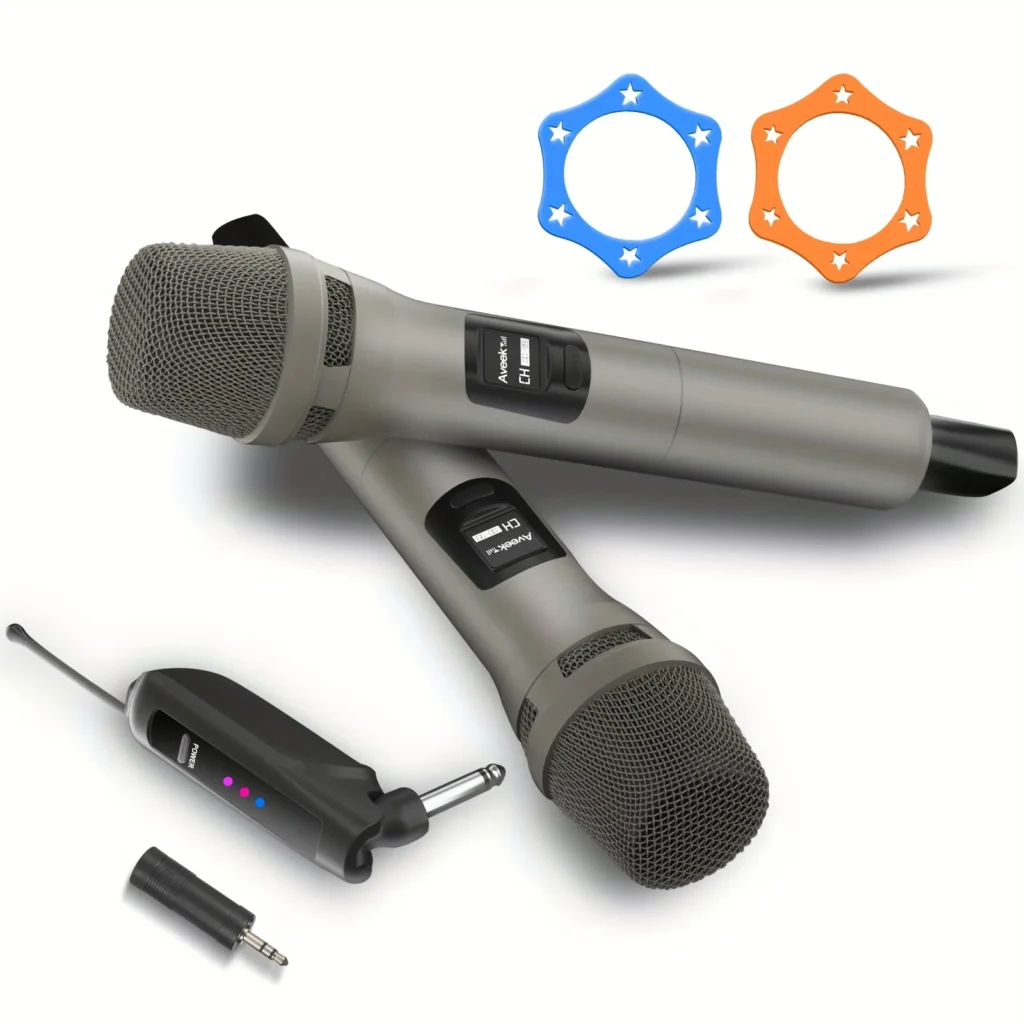 2.4GHz Wireless Microphone System with 100ft Range – 2 Rechargeable Mics for Karaoke, Party, Wedding | Plug & Play, Crystal Clea 2.4GHz Wireless Microphone System with 100ft Range – 2 Rechargeable Mics for Karaoke, Party, Wedding | Plug & Play, Crystal Clea