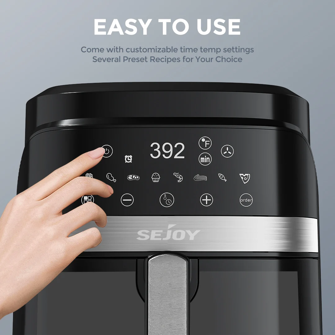 8-in-1 Air Fryer 6 Qt, Premium Ceramic Coating,Precise Heating for Even Results, Air Fry, Roast, Bake, Broil,Frozen, Proof,120V