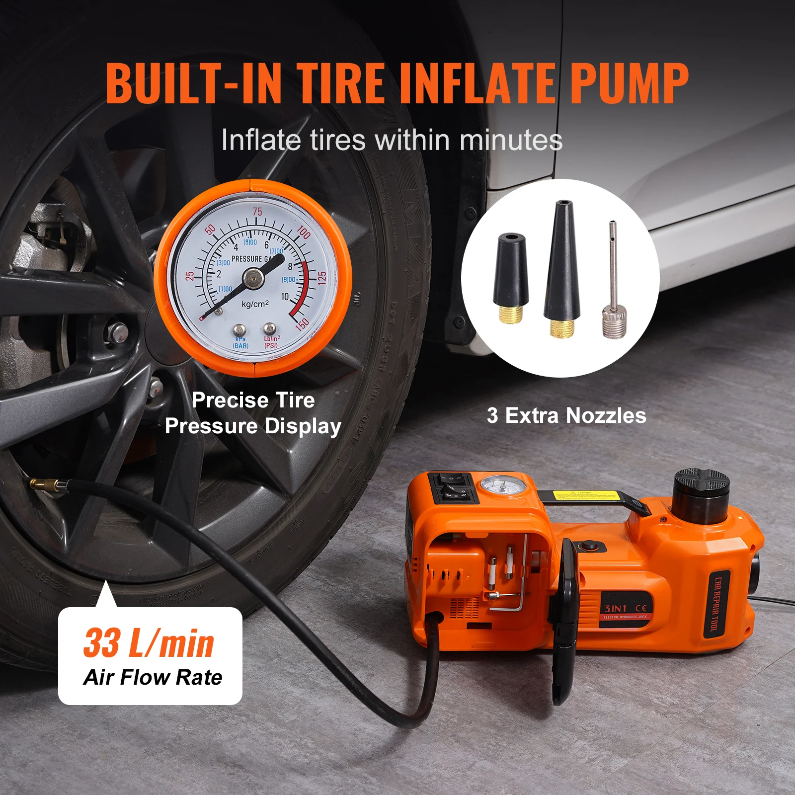 SucceBuy 5 Ton Electric Car Jack 11023 LBS Hydraulic Jack Lift Portable Car Jack for SUV Sedan Truck Change Tires Garage Repair