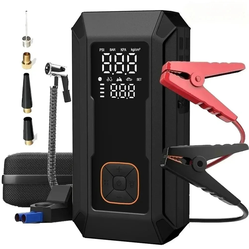 5-IN-1 Car Jump Starter with Air Compressor Peak 1500A Auto Battery Booster 150PSI Air Pump Portable Power Bank Tire Inflator