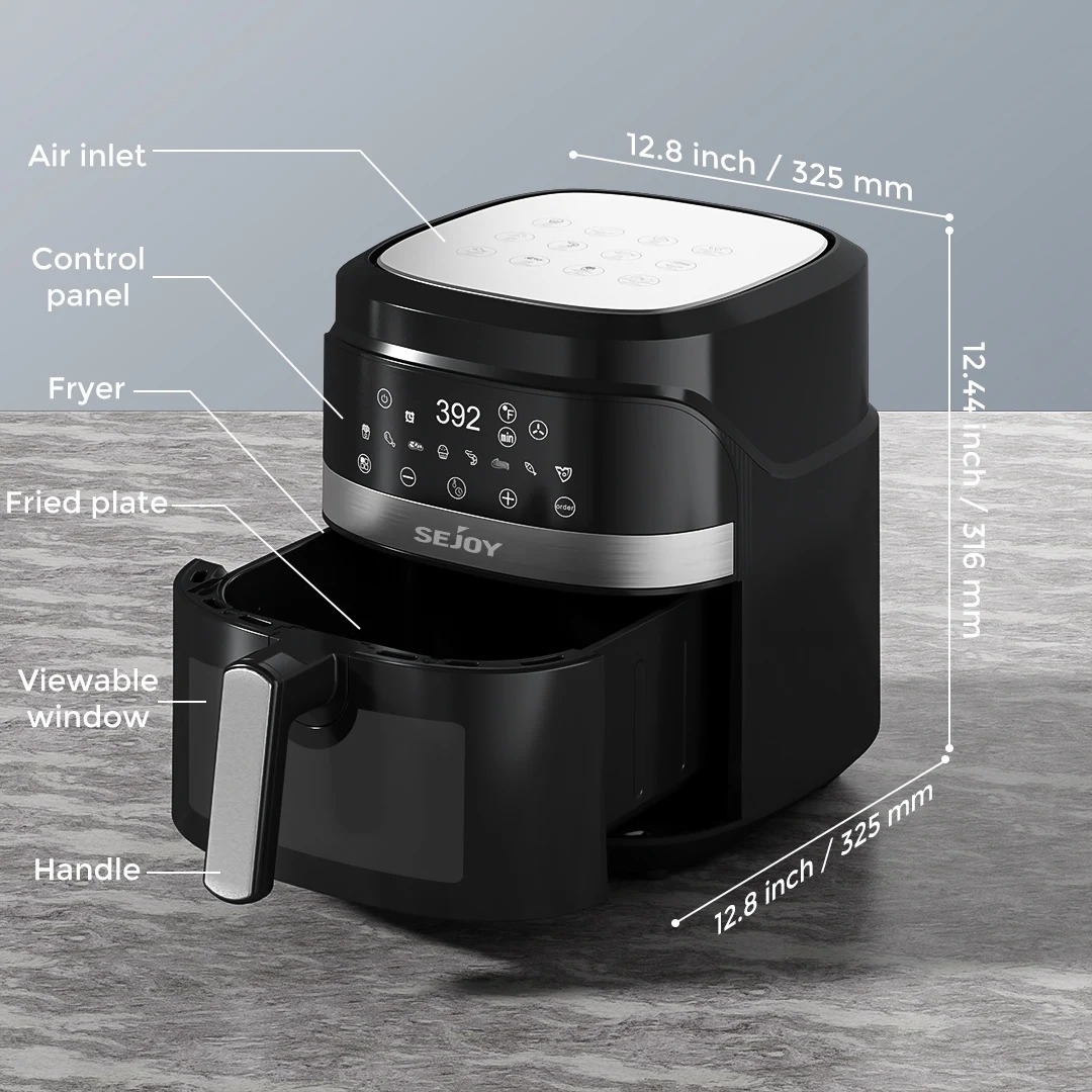 8-in-1 Air Fryer 6 Qt, Premium Ceramic Coating,Precise Heating for Even Results, Air Fry, Roast, Bake, Broil,Frozen, Proof,120V