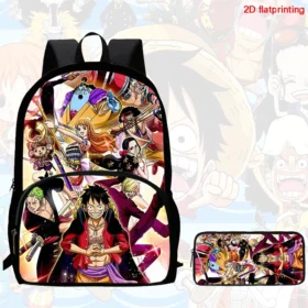 2Pcs Set backpack, cartoon One Piece styles,With front pocket Backpack With Pencil Bags Lightweight ,Age6-10