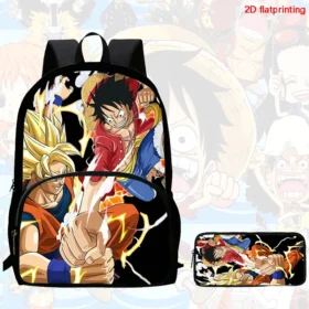 2Pcs Set backpack, cartoon One Piece styles,With front pocket Backpack With Pencil Bags Lightweight ,Age6-10