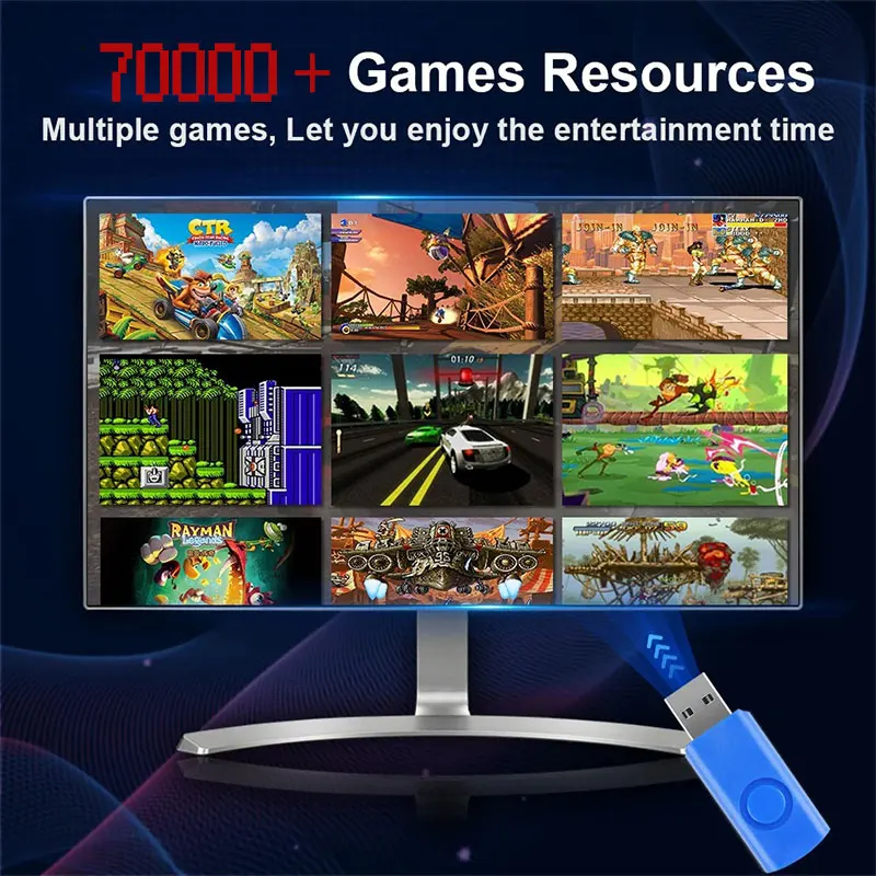 Plug-and-Play NEW Retro Gaming Device 70000+ Games for Wii PS2 DC PSP GAMECUBE 2T Loaded X8 Console Windows 11 Children's Gift