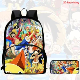 2Pcs Set backpack, cartoon One Piece styles,With front pocket Backpack With Pencil Bags Lightweight ,Age6-10