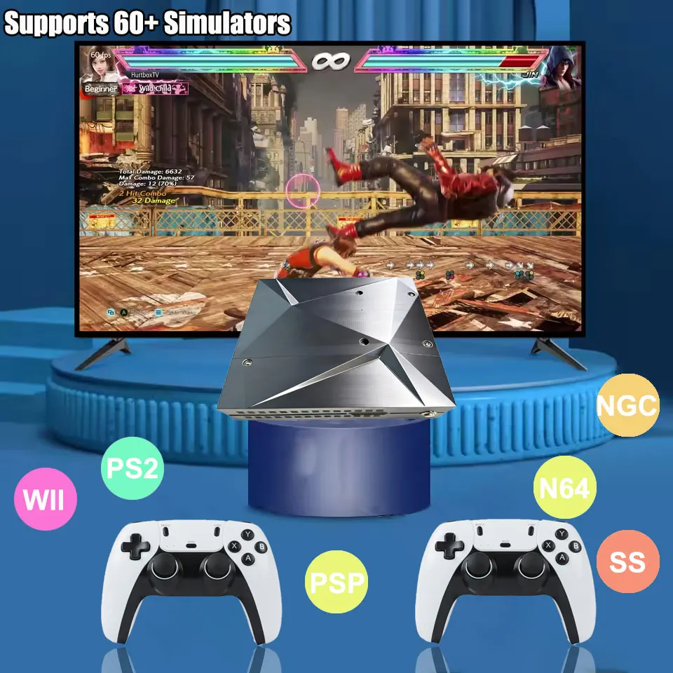 P88 Retro Game Console 2TB HDD 70000+ Games Dual System Win11 & Batocera Plug and Play for Wii PS2 DC PSP NGC TV Gaming Gift