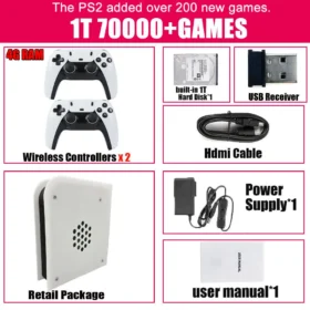 Wireless handle 8G RAM Retro Game Console 2T ROM M15 Batocera I3-3110M  70000+Games For Wii PS2 PSP NGC N64 Windows11 Play On TV