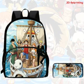 2Pcs Set backpack, cartoon One Piece styles,With front pocket Backpack With Pencil Bags Lightweight ,Age6-10