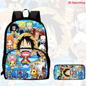 2Pcs Set backpack, cartoon One Piece styles,With front pocket Backpack With Pencil Bags Lightweight ,Age6-10
