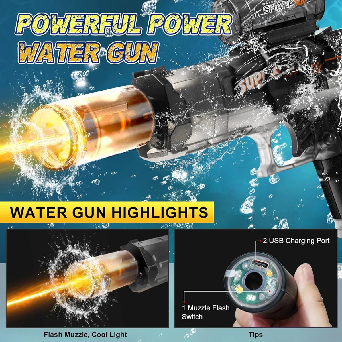 Electric Water Gun Automatic Squirt Blaster Soaker Summer Outdoor Beach Pool Party Toy for Adults Kids Automatic Watergun Gifts