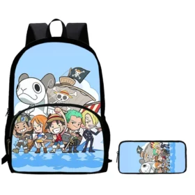 2Pcs Set backpack, cartoon One Piece styles,With front pocket Backpack With Pencil Bags Lightweight ,Age6-10