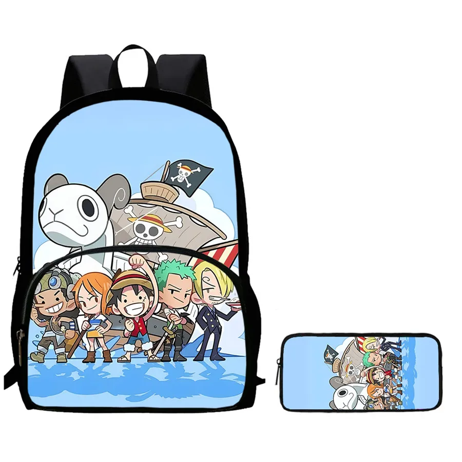 2Pcs Set backpack, cartoon One Piece styles,With front pocket Backpack With Pencil Bags Lightweight ,Age6-10
